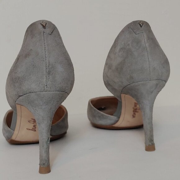 Sam Edelman Suede Delilah d'Orsay Pump Leather Pointed Toe Heel Grey - Picture 5 of 8